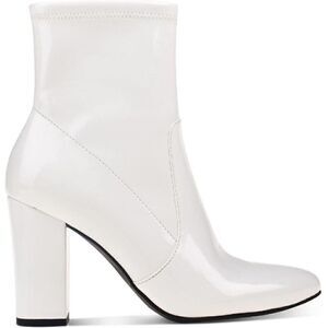 Wild Pair  Womens Becci White Patent Zipper Pointed Toe Booties Shoes white 5M